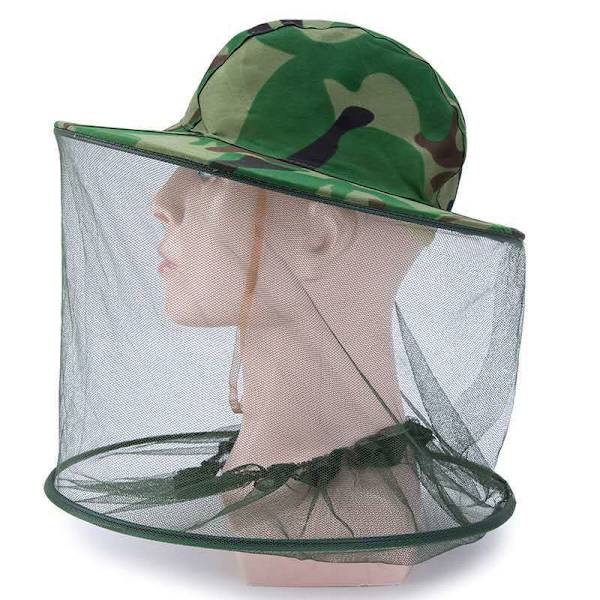 Havebiavlshat med camouflage-net til myggenet udendørs myggehat