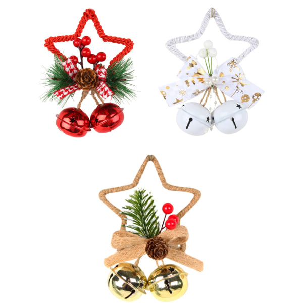 3 stycken julpentagramklockor med tillbehör hängande DIY julgran hängande