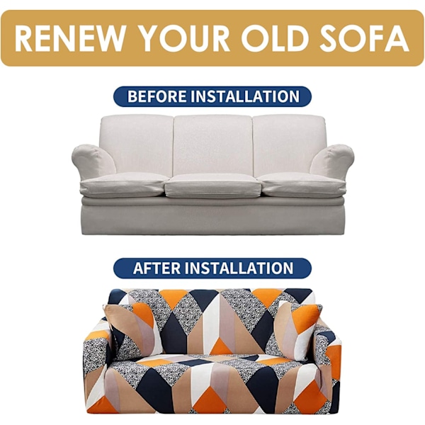 Stretch- cover Printed sofföverdrag Loveseat-överdrag för 2-kuddar soffsoffor Elastiskt universal möbelskydd med 1 örngott (Medium, Grå