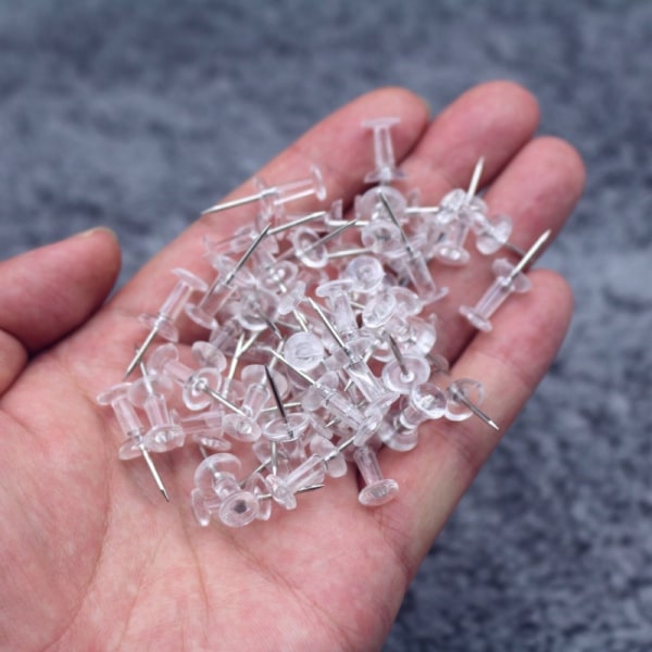 200 bitar av transparent färg 8 mm korta nålfigurer - Kreativt nytt material I-formade naglar - Specialpressnaglar för anslagstavlor i kork - Artist