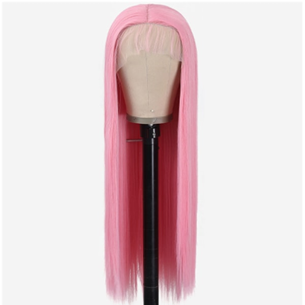 Ljusrosa kvinnors peruk Lång rak peruk Populära huvudbonader vävd peruk dam kemiska fibrer festhuvudbonader 75 cm