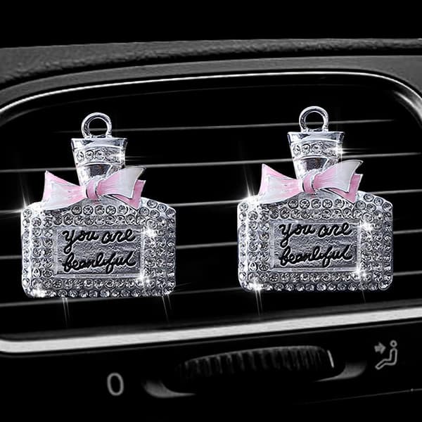 2-pakning Bilventil Klips Charms, Krystall Bil Diffuser Ventil Klips, Rhinestone Olje Diffuser Ventil Klips, Bilfriskere for Kvinner, Blingbiltilbehør