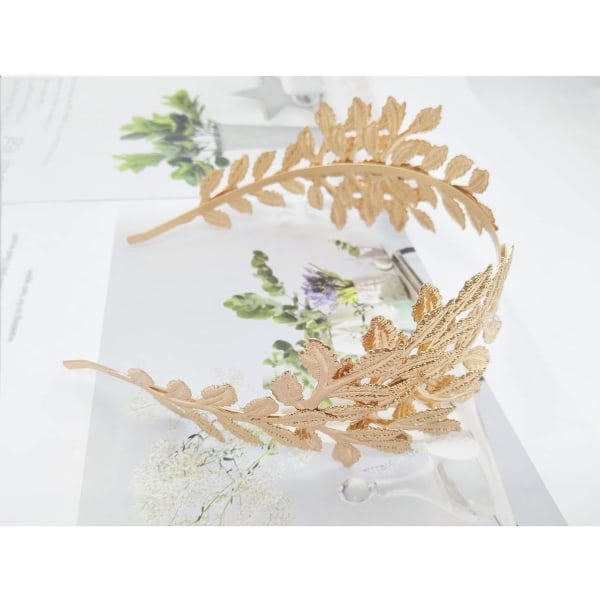 Goddess Crown, Leaf Pannband, Gold Wedding Pannband, Goddess Headpiece, Används för brudsmycken, Gold Leaf Headdress, 13x6,7x15cm (guld)