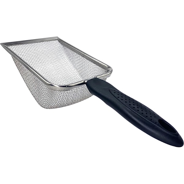 Reptilsandsubstrat i rostfritt stål Skopa Spade Sifter Mesh metall Reptilsandrengöringsmedel Scooper för sandsängar