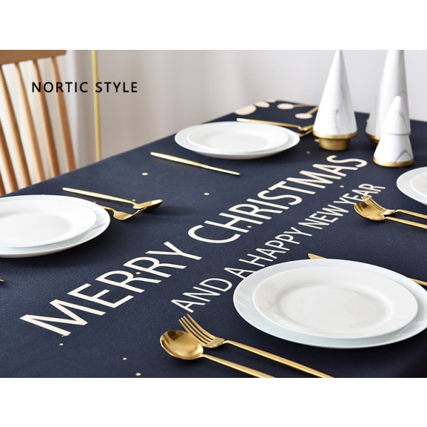 Juledug Ins Nordisk Anti-Hot Rektangulært Betræk Festlig Jul Nytårsdekoration (Navy Blå Jul)