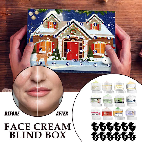2024 Ny Adventskalender  Blindboxar för hudvård Blindboxar med 24 delar