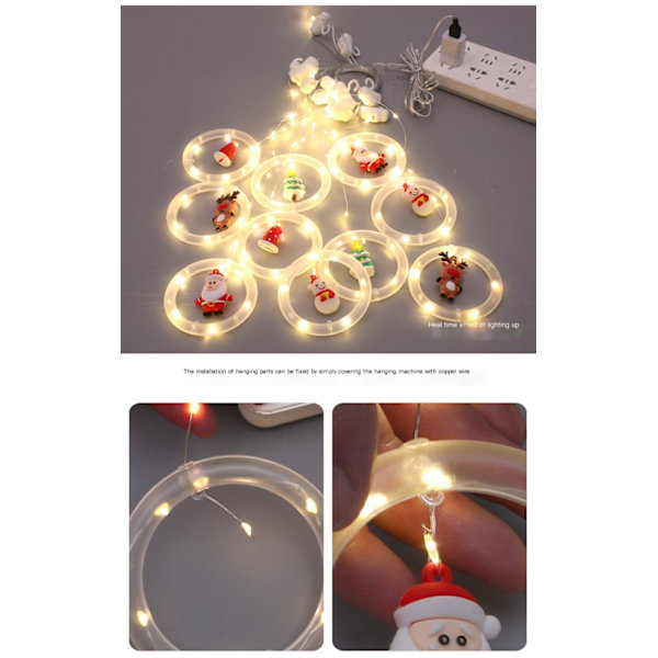 Nye juldekorative LED-lamper sirkel lærledning gardinlys juletre hengende ambient fargede Lys Is Strip Lys