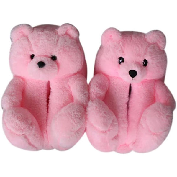 Teddy Bear Tofflor för kvinnor Hem Inomhus Mjuk Halkfri Söt Vinter Varma Golv Skor Tofflor Tecknad