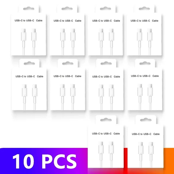 10PCS 1M C till C USB C till USB-C PD Typ c-kabel Laddningskablar för Samsung Xiaomi Huawei Android-telefon Med låda