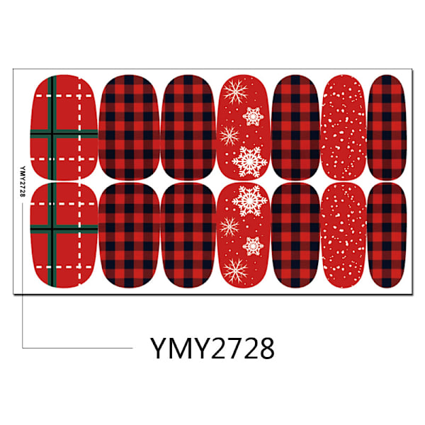 14 set julpress på naglar, julfyrkantiga ovala konstnaglar, akrylnaglar, julnagelplåster, juldekoration för nail art