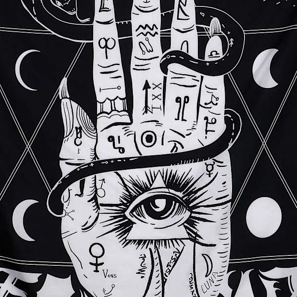 Tarot Väggtapet Stjärna Måne Vägghängande Astrologi Hand Eye Gobeläng Svart och vit Gobeläng Väggmatta (Hand, M / 200x150cm)