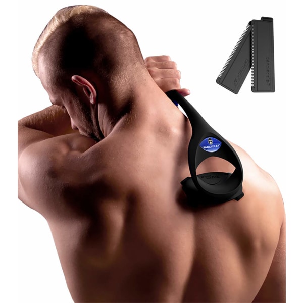 2.0 PLUS - Ryggbarberer for menn (DIY), Ergonomisk håndtak, Barber vått eller tørt (Ekstra blader inkludert)