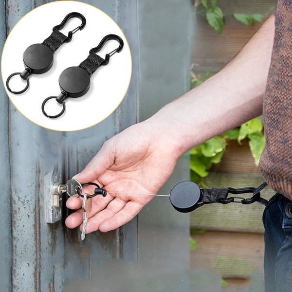 Infällbar nyckelring Heavy Duty infällbar nyckelring Infällbar märkeshållare Stållina Nyckelring med förstärkt fjäderstålvajer indragbar