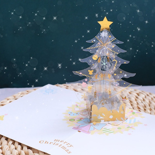 1 st julhälsningskort 3d kreativ julklapp kristall julgran semester välsignelse tacksägelsekort