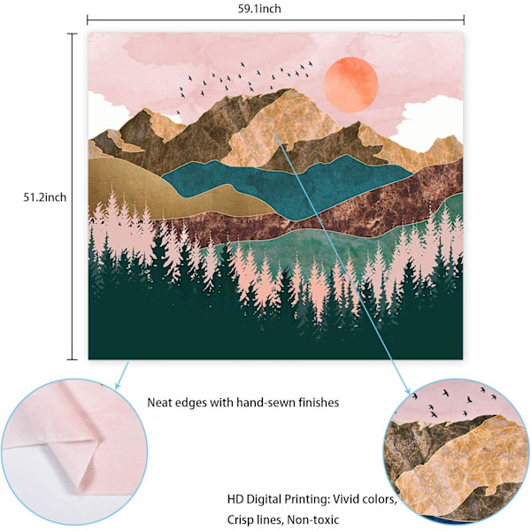 Bergtapet Skogsträd Gobeläng Solnedgång Gobeläng Natur Landskap Gobeläng Väggupphängning för sovrum (51,2 x 59,1 tum)