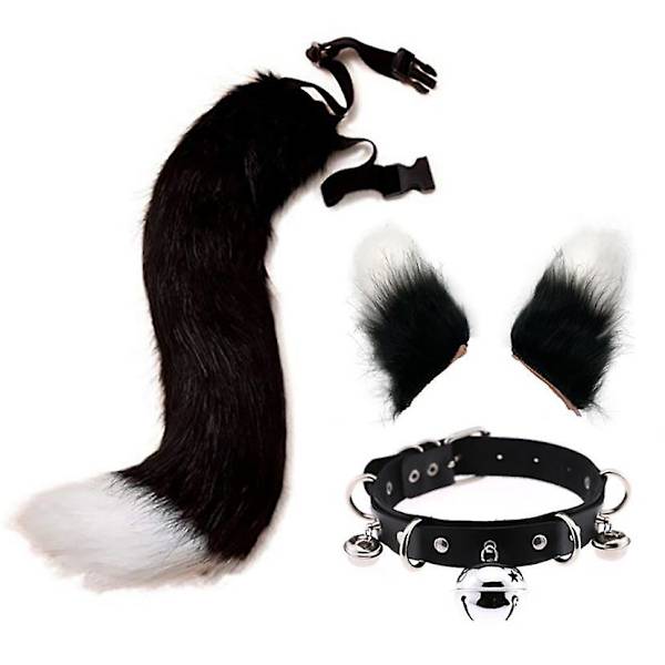 Cat Ears Hårklämma Kostym Halloween Party Neck Chocker Cosplay Set