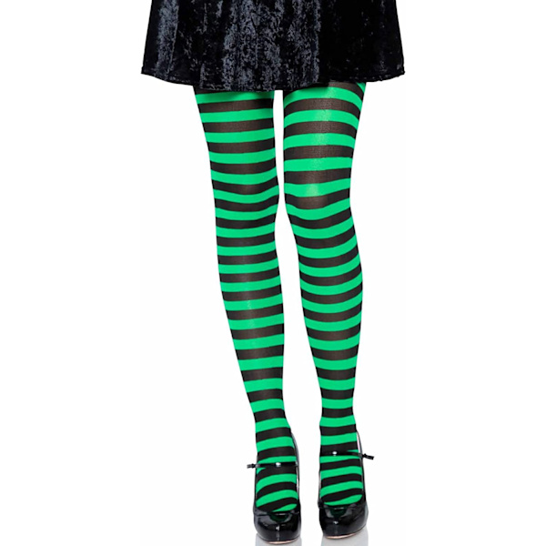 Kvinnor Flerfärgade randiga strumpbyxor Strumpor Jul Halloween Cosplay Strumpbyxor Green-black