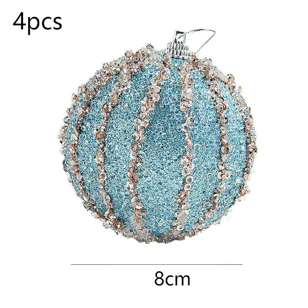 4st 8cm Julkulor Ornament Glitter Skumprydnader Juldekorationer Trädgranskulor blus