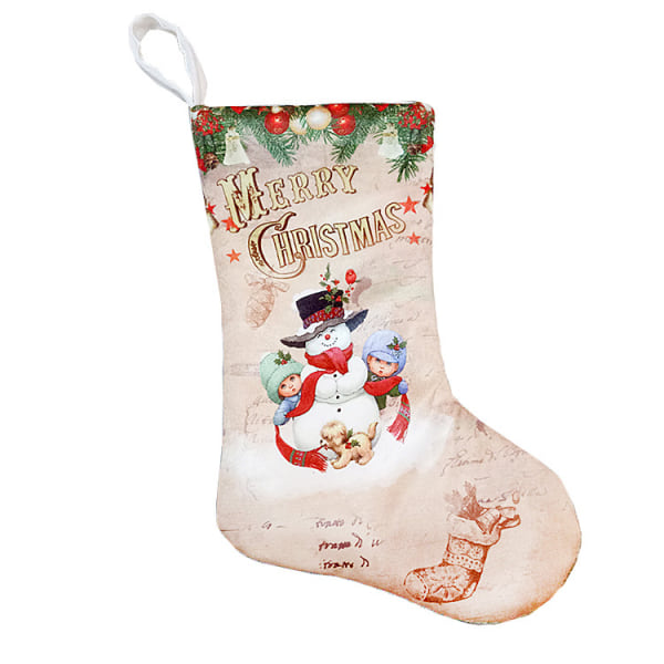 bitar av julstrumpor, hängen, prydnader, jultomten, snögubbe, älg, strumpor, presentpåse 15*30*20cm