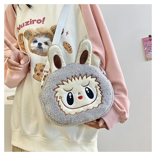 Labubu Cute Crossbody Labubu Cartoon axelväska myntväska barn kvinnlig plyschväska, barngåva grizzly