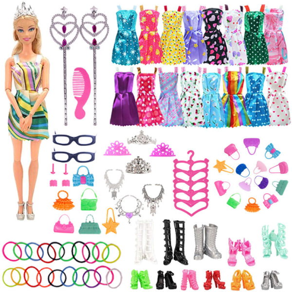 99 delar Barbie docka tillbehör Litet set Princess docka tillbehör