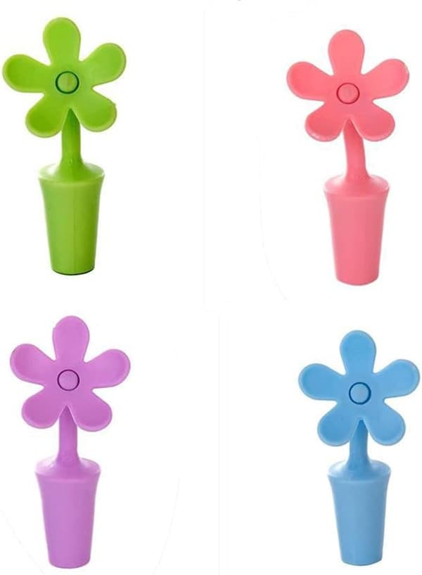 Vinflaskpropp, 4-pack färgglada silikonflaskproppar, för öppna vinflaskor