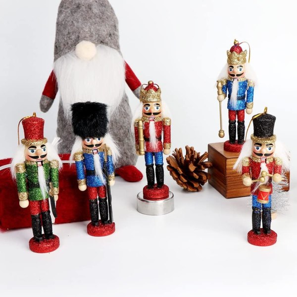Nötknäppare Juldekorationer 6st Jul Nötknäppare Ornament, Sparkle Nötknäppare Figurer för julgransdekorationer Födelsedagspresent Hem Par