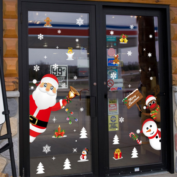 Julklistermärken för fönster och dörrar Snowflake Stickers Självhäftande väggdekaler (60x90cm)