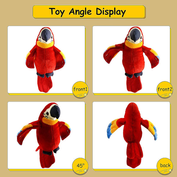 Talking Papegoja Plysch Pal Upprepa vad du säger Gosedjur Elektronisk skiva Interaktiv animerad Bird Shake Wings Kreativ påskpresent för barn Pojkar