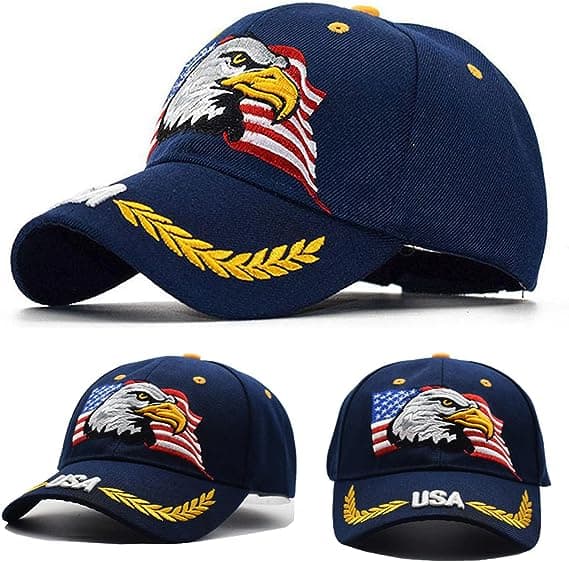 USA-Flag Eagles-Hat Amerikansk Baseball-Cap Broderet