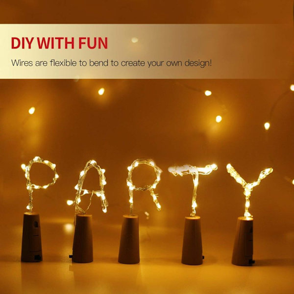 10 vinflaska ljus String Fairy Light Festival Fest Bröllop Decartiaon Kork Koppartråd String LED Garland Jul LED-lampa