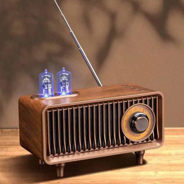 AM FM Classic Retro Radio med Bluetooth högtalare, Vintage Wood Bordsradio med diskantkontroll för kök Vardagsrum med vridreglage