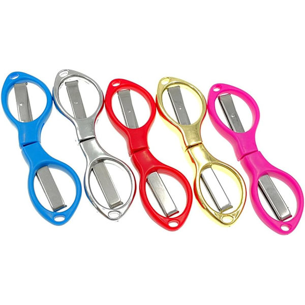 Bärbar hopfällbar sax, glasögonformad minisax för fiskelina eller gör-det-själv-projekt (5 stycken, guld Silver Röd Rose Röd Blå)