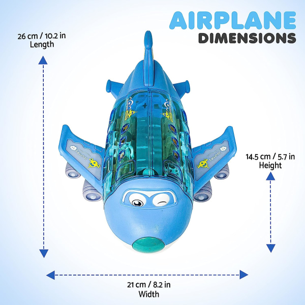 Flygplansleksak för barn - Bump & Go-teknik Flygplansleksaker för toddler med ljus och flygplansljud, flygplansleksaker för småbarn från 3 år och uppåt - plastleksak