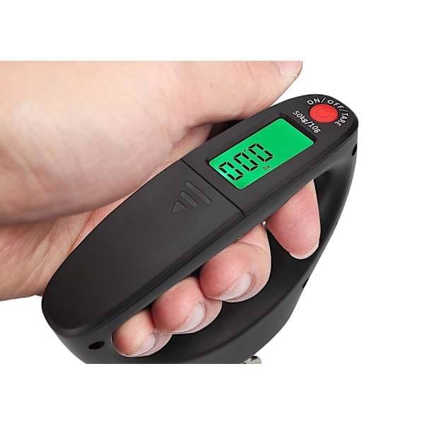 50 kg:n (110 lbs) kannettava digitaalinen riippuva matkatavaravaaka postivaaka, 2 AAA-paristoa (ei sisälly) (musta)