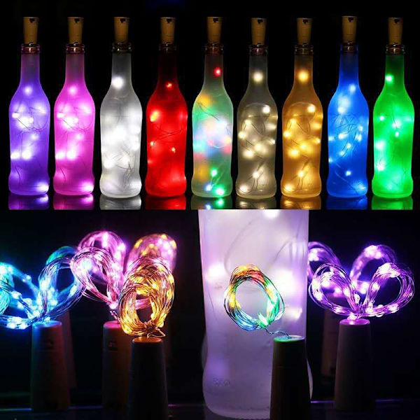 10 vinflaska ljus String Fairy Light Festival Fest Bröllop Decartiaon Kork Koppartråd String LED Garland Jul LED-lampa
