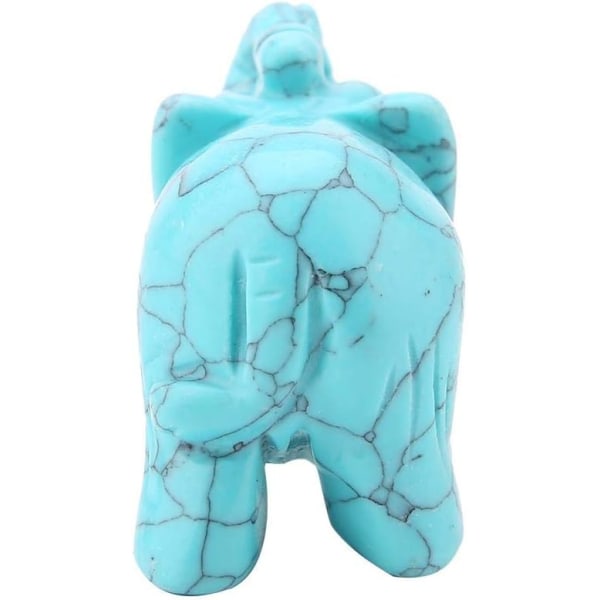Kristallelefantfigurer, 2 tums naturliga jade snidade elefanter Heminredningsobjekt för bilinredning (turkos)