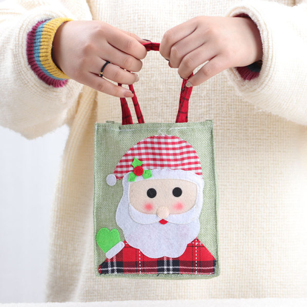 4 kpl Lasten joululahjakassi Uusi joulupellavainen omenakassi Karkkipussi Jouluaaton lahjakassi 33*17*12cm