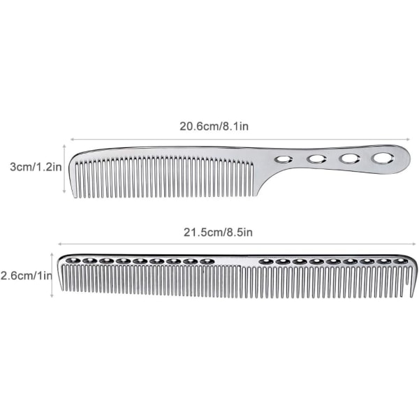 2-pack antistatiska hårkammar i rostfritt stål för frisörfrisörer (silver)