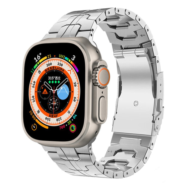 Kompatibel Apple Watch Ultra Metal Armband Herrarmband i rostfritt stål iWatch 8 Ultra 38/40/41 mm, 42/44/45/49 mm, Titanium silvery