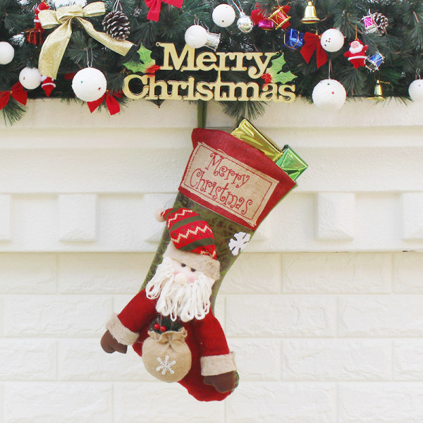 3 stycken julstrumpor presentpåsar Juldekorationer stora high-end julstrumpor present godissockor