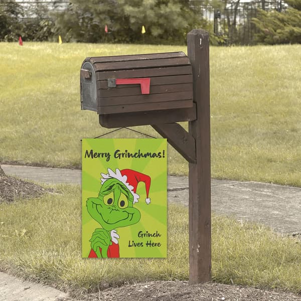 Christmas Grinch Hageflagg, hageflagg dobbeltsidig vertikal