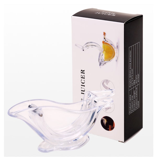 Bird Lemon Wedge Squeezer，Klar färg Fågelformad Akryl Hand Citron Saftcentrifug