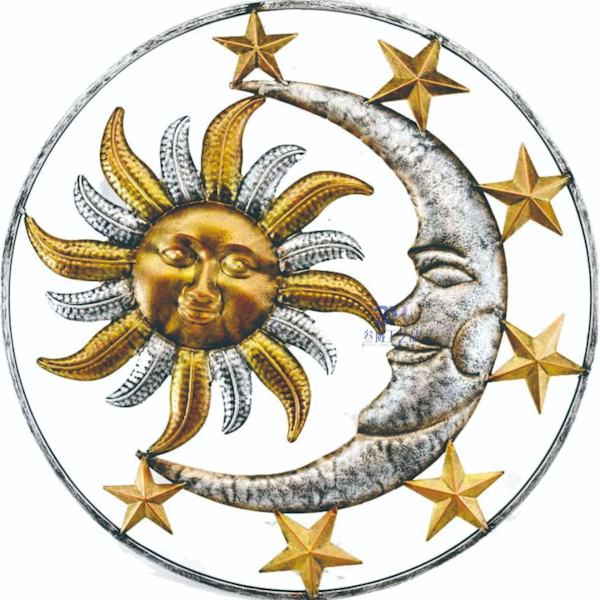 Metall Väggkonstdekoration Kreativ Sun Moon Star Staty hängande prydnad för hemmet