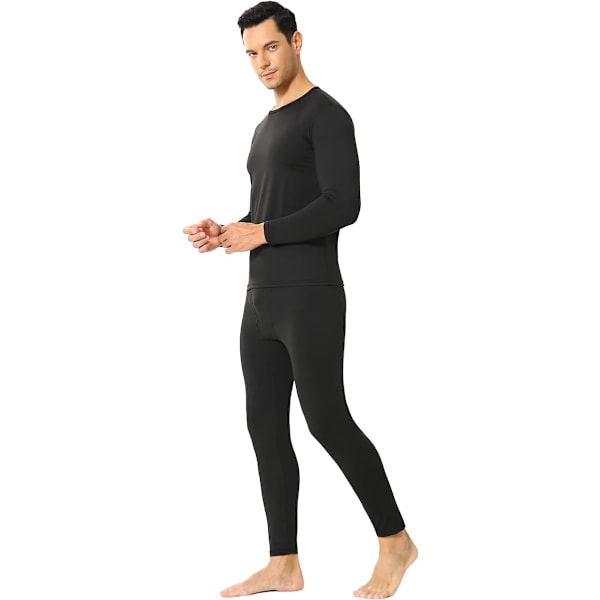 Thermal set för män Long Johns för män med fleecefodrat baslager (svart, XLarge)