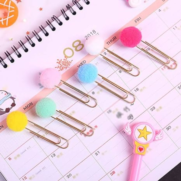50 stk. Fargerike Pom Pom-binders Metall Pom Pom-bokmerke Papirplanlegger