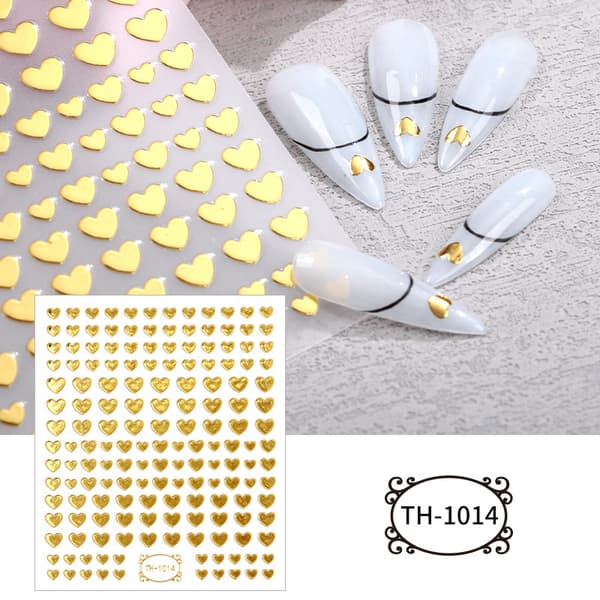 5 st Guldstämpling 3D Nageldekaler DIY Nageldekaler Söt Orm Kärlek Nageldekaler