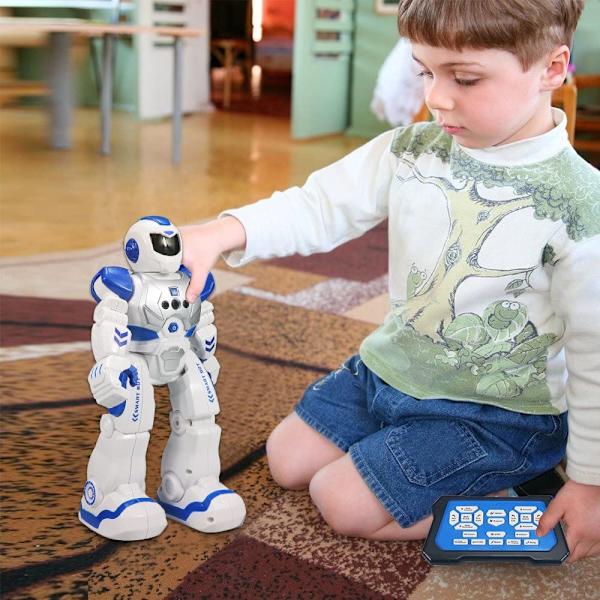 Fjernstyret robot til børn, intelligent programmerbar robot med infrarød controller legetøj, dans, sang, moonwalking og LED-øjne, gestussensor