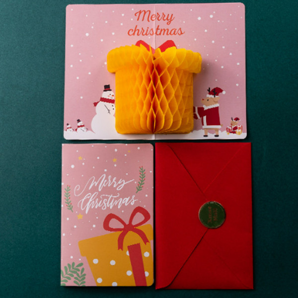 6 stycken Honeycomb 3D Creative Birthday Enkelt julhälsningskort Litet färskt akvarellkort Välsignelsehälsningskort