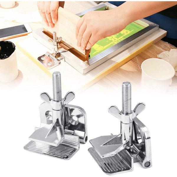 2 stk. Skjermramme Sommerfuglhengsleklemme for Silketrykk Hobbyprinter Inkluderer Fire Skruer
